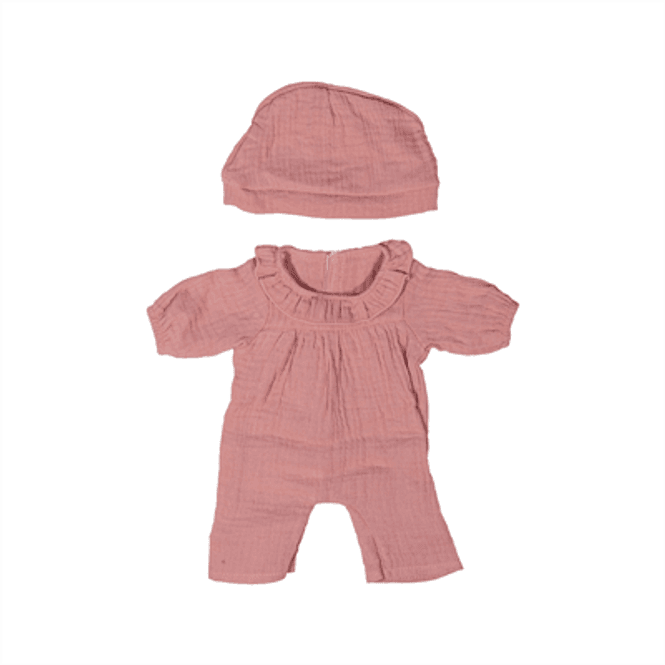 Hovedbilde Miniland Rosa Pyjamas med Nattlue til Dukke 38 cm.