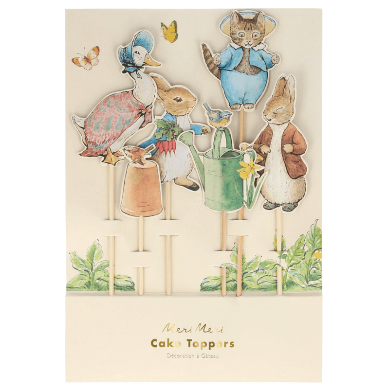 Meri Meri Kaketopp-sett - Petter Kanin og venner, 6 stk.